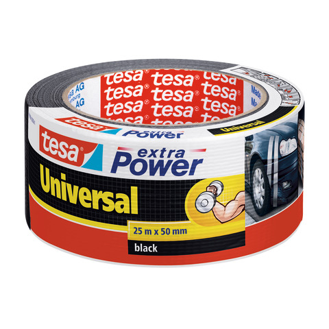Nastro adesivo in tela Tesa Extra Power Universal nero – 25 m x 50 mm 56388-00001-07