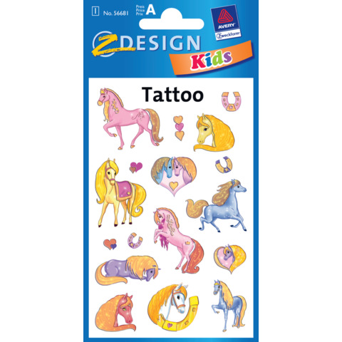 Tatuaggi Avery Kid assortiti – 1 foglio – cavalli 56681