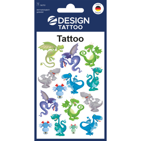 Tatuaggi Avery Kid assortiti – 1 foglio – draghi 56751