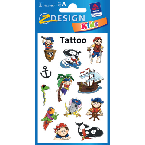 Tatuaggi Avery Kid assortiti – 1 foglio – pirati 56683