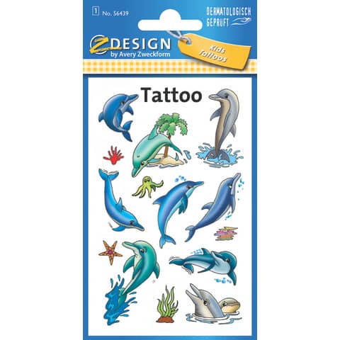 Tatuaggi Avery Kid assortiti – 1 foglio – delfini 56439