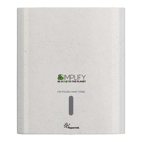 Dispenser in legno e plastica riciclati Papernet Simplify white wood per asciugamano piegato Z/W – 421336