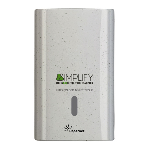 Dispenser in legno e plastica riciclati Papernet Simplify white wood per carta igienica interfogliata – 421334