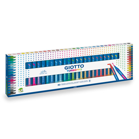 Pennarelli Giotto TurboPro doppia punta scalpello-pennello – conf. da 30 colori assortiti – F427900
