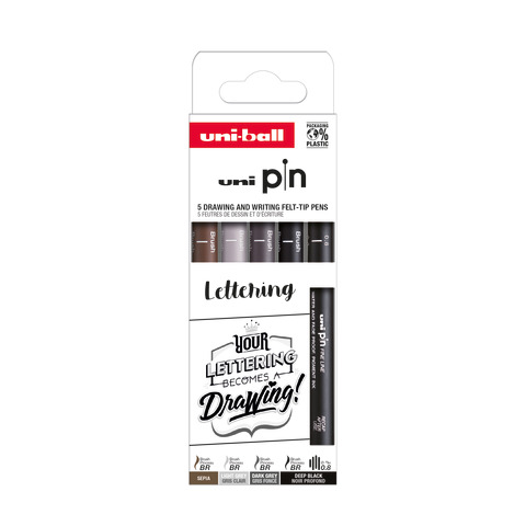 Fineliner Pin Lettering Uni Mitsubishi – conf. 12 pz – elementi assortiti M PIN ASP012