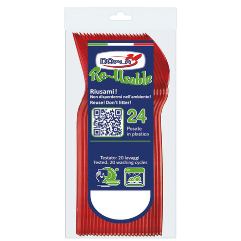 Cucchiaini Dopla Reusable Compact in PS 125 mm rosso – conf. 24 pz – 03956