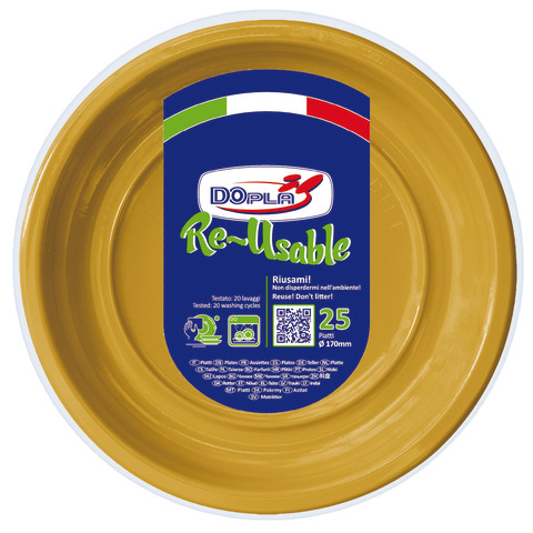Piatti frutta in PS Dopla Reusable Ø 170 mm oro – conf. 25 pz – 11822