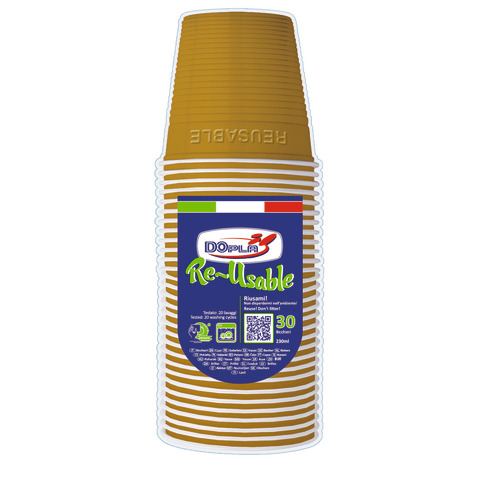 Bicchieri in PS Dopla Reusable 230 ml oro – conf. 30 pz – 22713