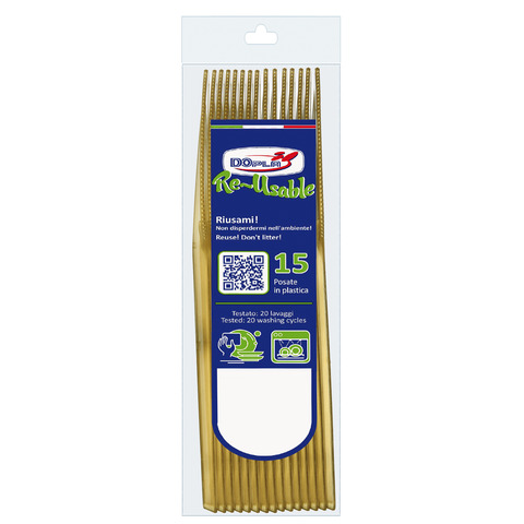 Coltelli Dopla Reusable Compact in PS oro 180 mm – conf. 15 pz – 03982