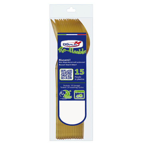 Cucchiai Dopla Reusable Compact in PS oro 180 mm – conf. 15 pz – 03983