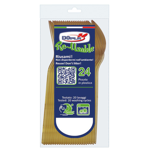 Cucchiaini Dopla Reusable Compact in PS oro 125 mm – conf. 24 pz – 03984
