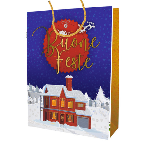 Shopper Natalizia Biembi Premium ”Buone feste” – conf. 6 pezzi – 18x23x10 cm – BXS202P11B
