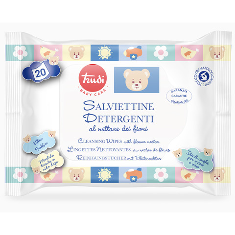 Salviettine detergenti al nettare dei fiori Trudi Baby Care conf. 20 pezzi con adesivo – 00586