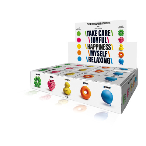 Espositore 15 scatoline di pasta modellabile antistress Didò colori, mood e forme assortiti – F362900