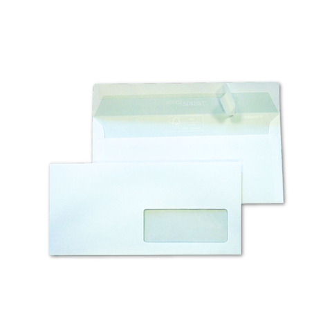 Busta Blasetti Super Strip con finestra – 90 g/m² lembo strip 11×23 cm – bianco – conf. 500 pz – 0148