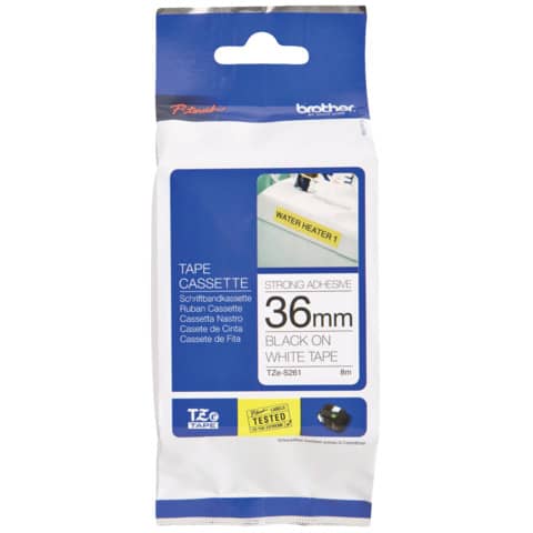 Nastro laminato per etichettarice Brother – 36 mm x 8 m – nero/bianco – TZe-261