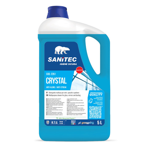 Detergente multiuso Sanitec Crystal per vetri, specchi e spolvero anti-alone 5 L / 5 Kg – 2261