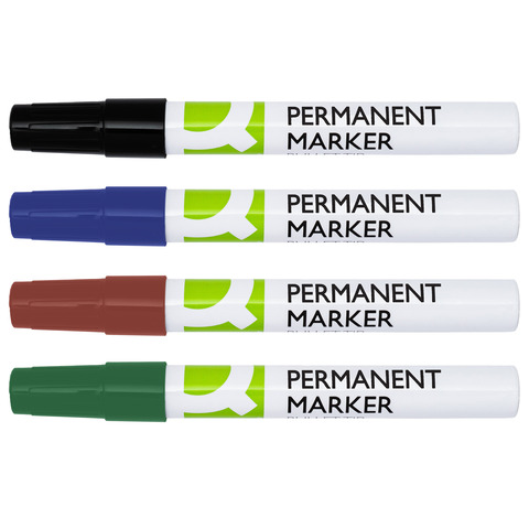 Marcatore permanente Q-Connect con fusto in metallo e punta conica 4 mm – conf. 4 pz – colori assortiti – KF11712