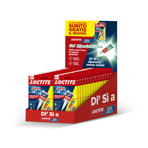 Espositore 24 colle Loctite Super Attack Precision e riposizionabile – tubetti da 5 g + 2 g – 3025464