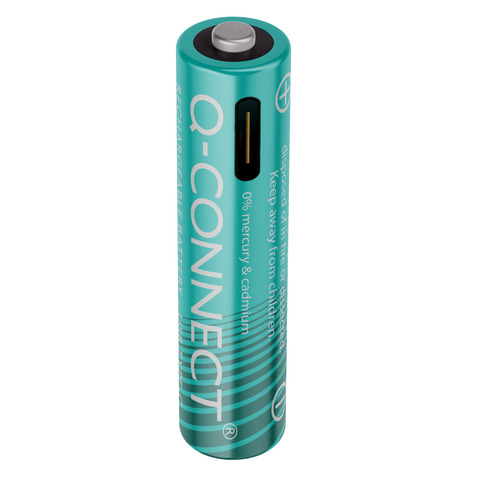 Batterie ricaricabili Q-Connect AAA con cavo USB-C – 750 mAh – 1,5V conf. 4 pz in blister – KF14130