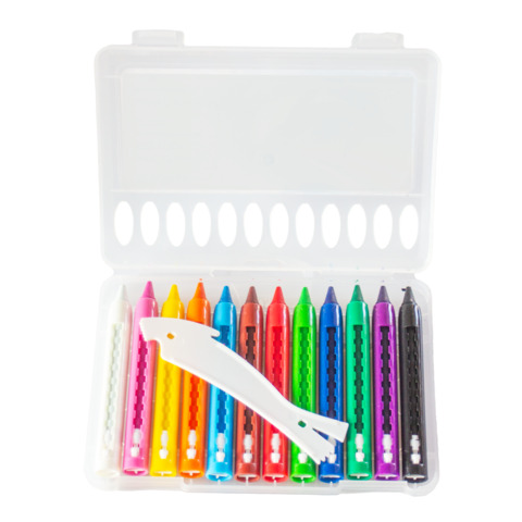 Pastelli a cera acquerellabili Donau – astuccio appendibile trasparente da 12 colori assortiti – 322300