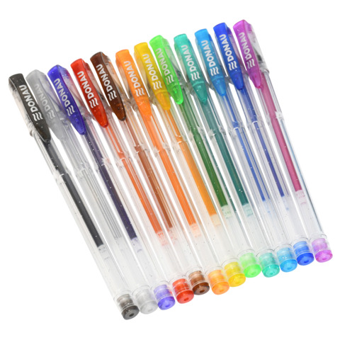 Penne a gel con glitter Donau 1 mm – conf. da 12 colori assortiti – 322143