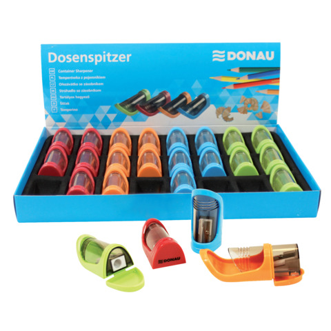 Espositore 24 temperamatite a 1 foro con serbatoio Donau in colori assortiti – 330271924