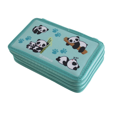 Astuccio a 3 zip Donau fantasia panda – conf. da 3 pezzi – 322245021