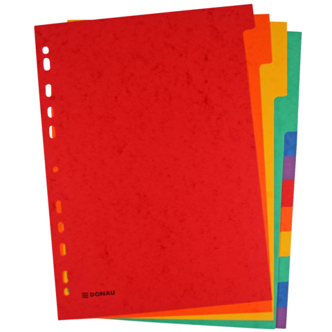 Divisori intercalari A4 Donau in cartoncino 225 g/m² – colori assortiti – conf. 25 x 12 tasti – 330365