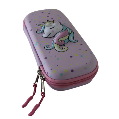 Astuccio ovalino a 1 zip Donau con fantasia unicorno in 3D  – conf. 3 pz – 322289
