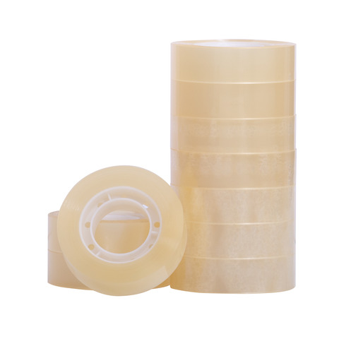 Nastro adesivo trasparente Q-Connect in PP 15 mm x 33 m – torre da 10 rotoli – KF01787