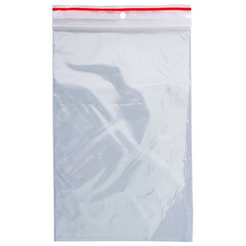 Buste trasparenti chiusura grip in LDPE 50 μm Q-Connect idonee al contatto alimentare  – conf. 1000 pz – 12×18 cm