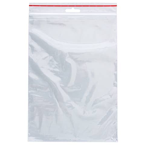 Buste trasparenti chiusura grip in LDPE 50 μm Q-Connect idonee al contatto alimentare  – conf. 1000 pz – 17×23 cm