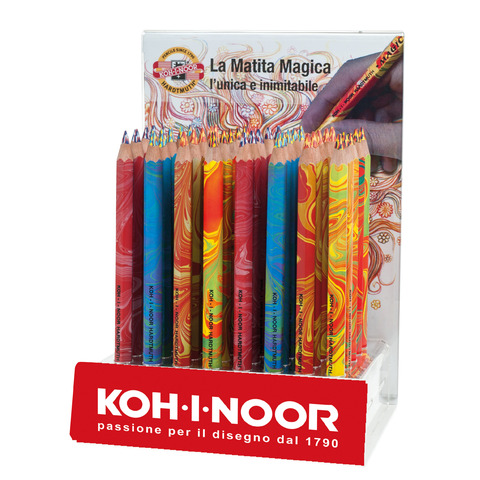 Espositore 40 matitoni Koh-I-Noor Magic esagonali mina multicolore – colori assortiti – H3405ESP