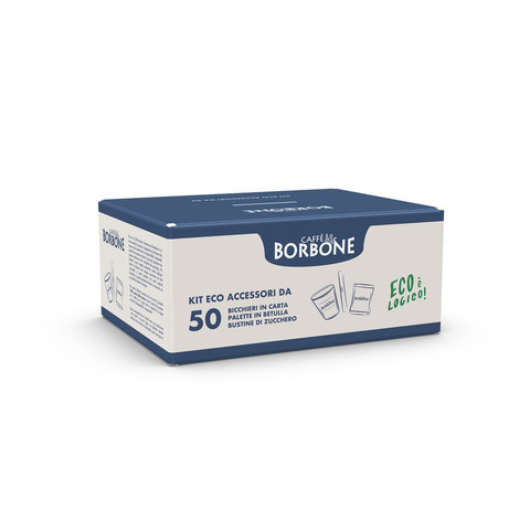 Kit Eco 150 accessori Caffè Borbone bicchiere + palette + zucchero MASTERKITACC10X50PZ