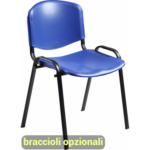 Sedia visitatore a 4 gambe Unisit Dado D5PS – struttura nera – PPL blu conf. 2 pz – D5PS/2/BL