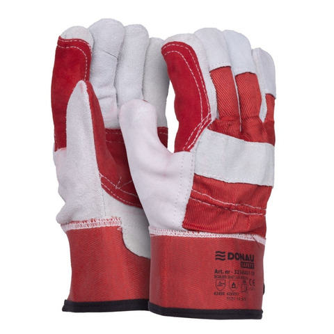 Guanti da lavoro in pelle crosta bovina Donau Safety per edilizia – taglia XL – DPI Cat. II – conf. 12 pz – 32165431-10