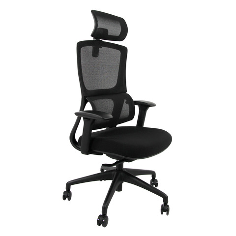 Poltrona Unisit CH3255 semi-direzionale ergonomica con braccioli con poggiatesta e poggiareni in rete nero – CH3255