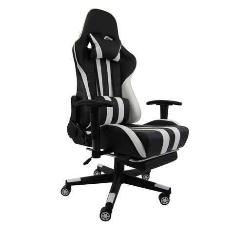 Poltrona gaming Unisit CH braccioli reg. e poggiapiede nero rivestimento in sky nero/bianco – CHJUV