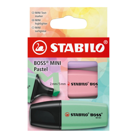 Evidenziatori Stabilo Boss® Mini Pastel – conf. 3 colori assortiti 07/3-2-03