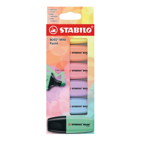 Evidenziatori Stabilo Boss® Mini Pastel – conf. 6 colori assortiti 07/6-2-01