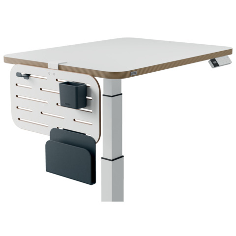 Pannello forato con accessori portapenne, gancio e portariviste 42×25 cm  Leitz Ergo grigio chiaro –