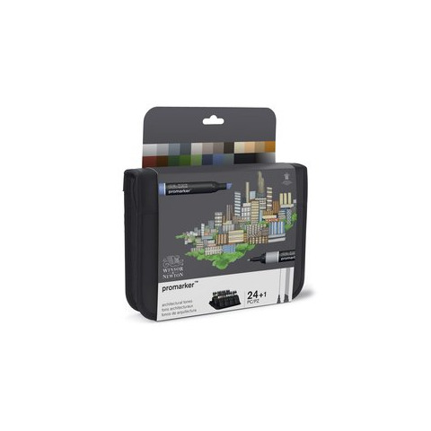 Pennarelli Winsor&Newton Promarker doppia punta fine-larga – conf. 24 pz colori assortiti – 0290163