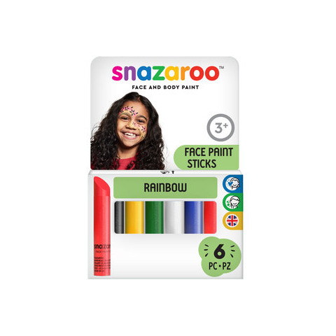 Stick trucchi per il viso Snazaroo arcobaleno – conf. 6 pz colori assortiti 1160635