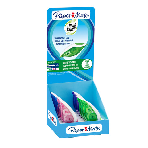 Espositore 24 correttori a nastro Paper Mate Dryline grip 5 mm x 8,5 m – 2223252