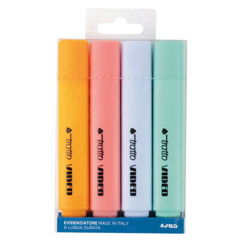 Evidenziatori Tratto Video Pastel conf. 4 pezzi in astuccio appendibile colori pastello assortiti – F83580100