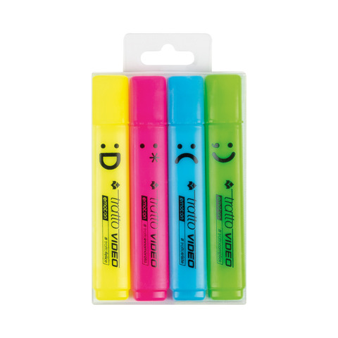 Evidenziatori Tratto Video Emotion conf. 4 pezzi in astuccio appendibile colori assortiti – F83870100