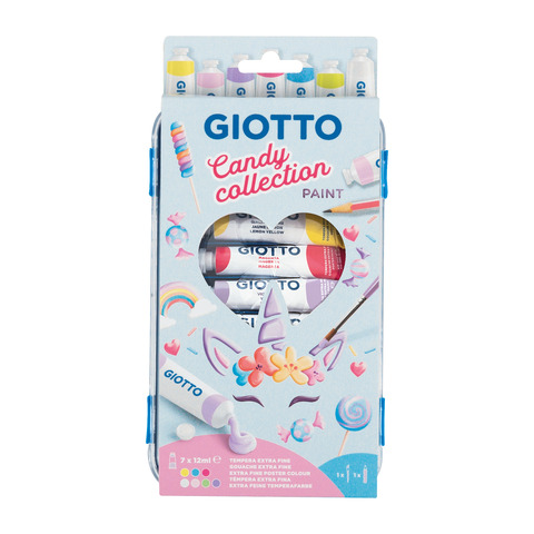 Tempere Giotto Paint Candy Collection 7 tubetti da 12 ml + 1 pennello + 1 matita – colori assortiti – F302300