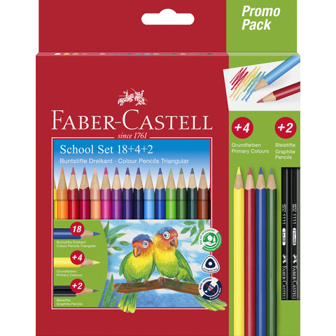 Promo Pack Faber-Castell 18 matite colorate triangolari + 4 matite colorate + 2 matite grafite – 201597