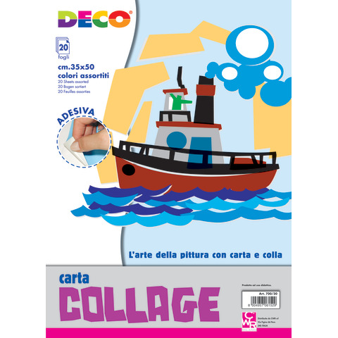 Album carta rasata adesiva Deco 35×50 cm – 80g/m² – 20 fogli – colori assortiti – 700/20